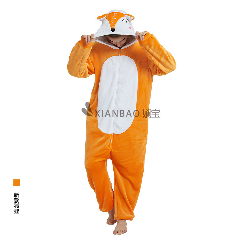 Nuevos pijamas de león, pijamas de husky, pijamas de franela de pareja con dibujos animados para hombres y mujeres.