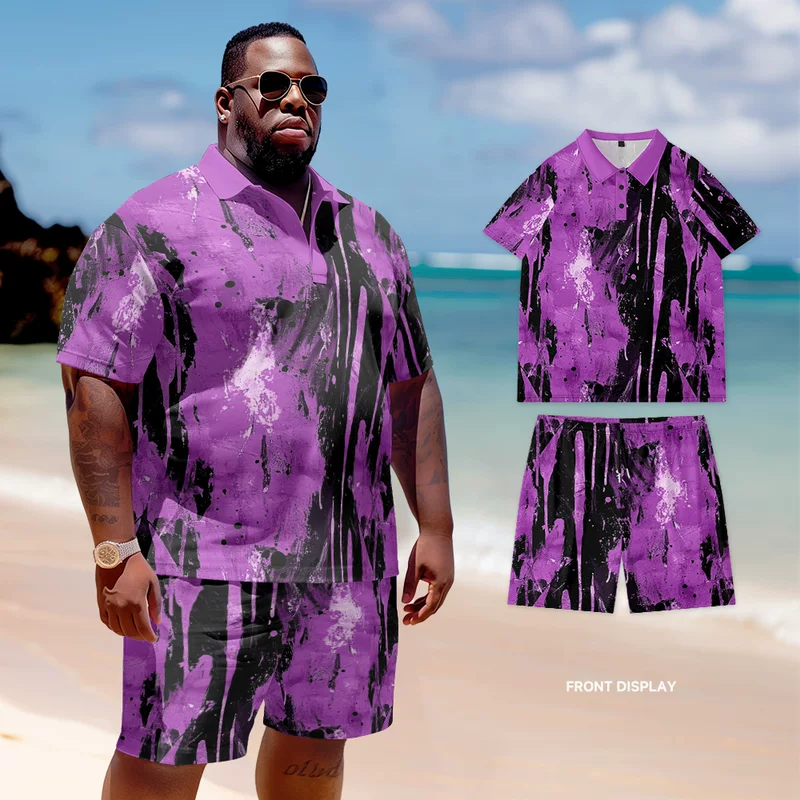 «(Cross-border trading), set, European style, with short sleeve, 3D, plus size»