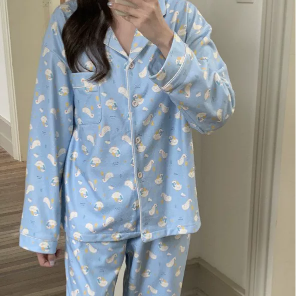 Brand winter cartoon double-sided velvet glutinous rice, pijama, set, increased thickness