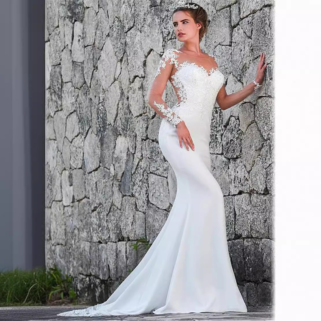 Gauze Wedding Dress 2025 New Spring Bride Round Neck Waist Palace Dreamy Slim Tail Wedding Dress