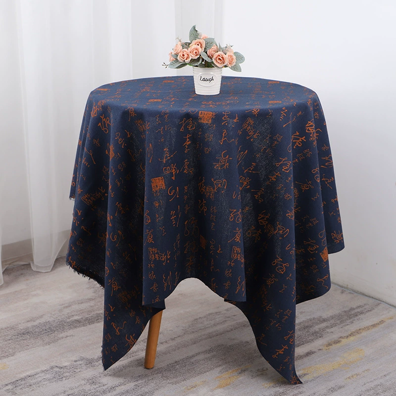 Cotton and linen Chinese Calligraphy Calligraphy Tablecloth Chinese Zen Zen Tea table retro antique Taiwan cloth photography background cloth