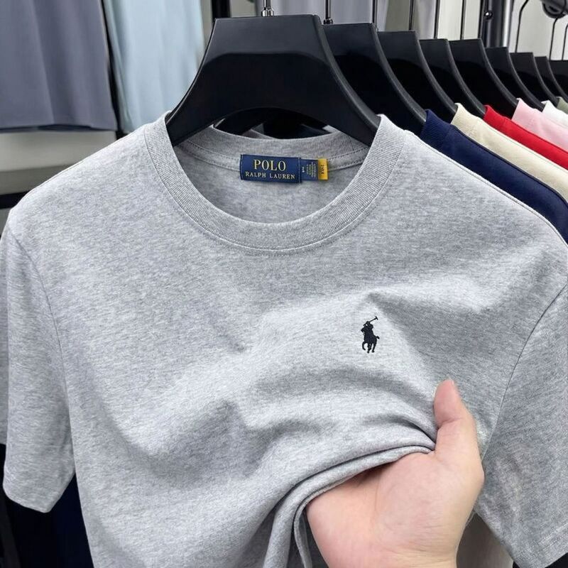 Cross-Border Polo 100% Pure Cotton Men's Short-Sleeve Top Trendy Summer High-End Loose Casual Base Shirt Embroidered T-Shirt