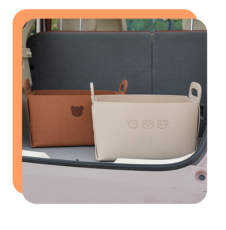 Car Trunk Storage Box Cartoon Bear Large Capacity Car Interior Storage Basket Foldable Car Storage Box