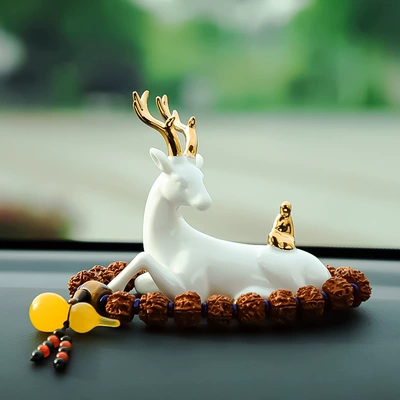 Decorations Safe Journey Deer — Car ornaments - send-anti-skid-mat-lying-deer-golden-buddha-king-kong-bodhi-gear-beads