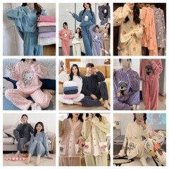 珊瑚绒睡衣女秋冬加绒加厚法兰绒可爱家居服套装可外穿大码两件套