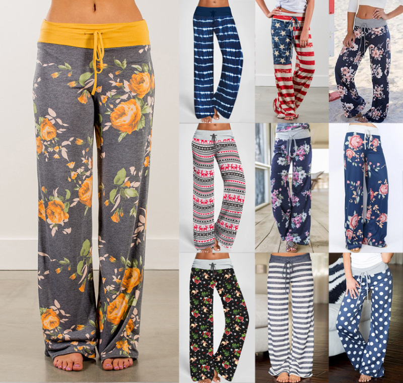 2021ebay Amazon WISH カジュアルパンツヨーロッパとアメリカの新しい人気ファッションルーズレースアップ迷彩プリント女性のパンツ|undefined