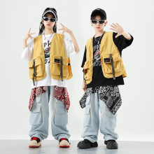 嘻哈儿童街舞潮服套装男童酷帅短袖少儿hiphop潮牌街舞表演出服装