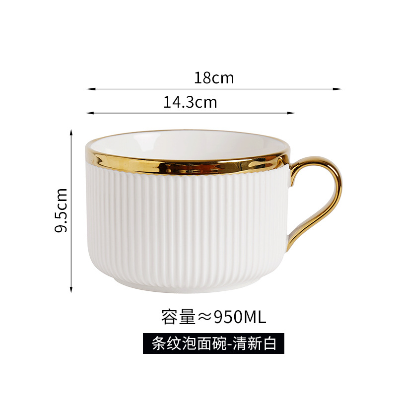 Tazón de fideos instantáneos de cerámica creativa con tapa para estudiantes de dormitorio con mango Tazón de fideos instantáneos para comedor Caja de almuerzo para uso personal