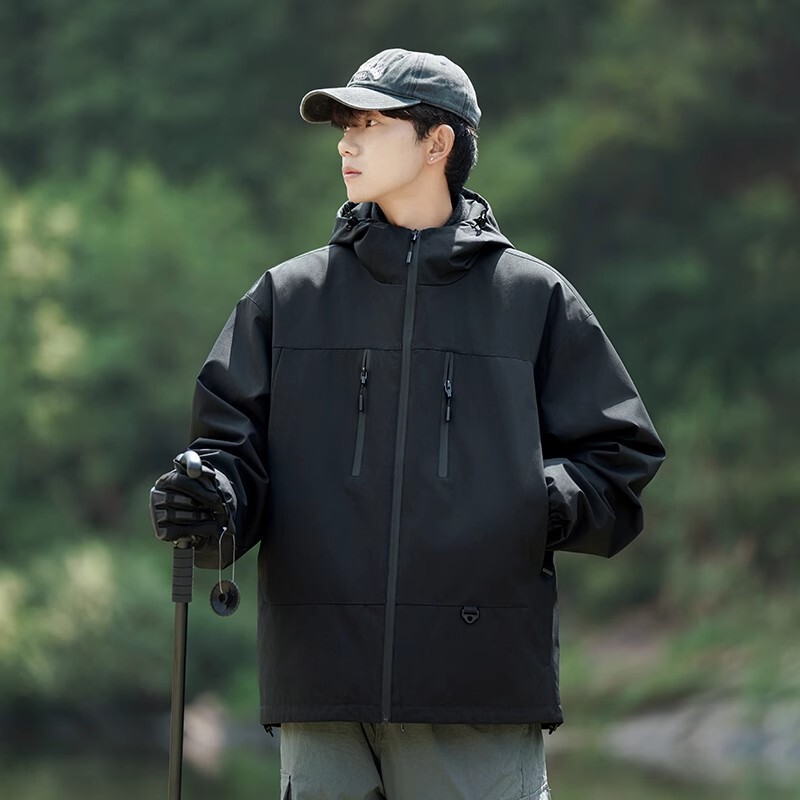 NASA春秋季防水登山服三合一可拆卸冲锋夹克外套男士2025新款衣服|undefined