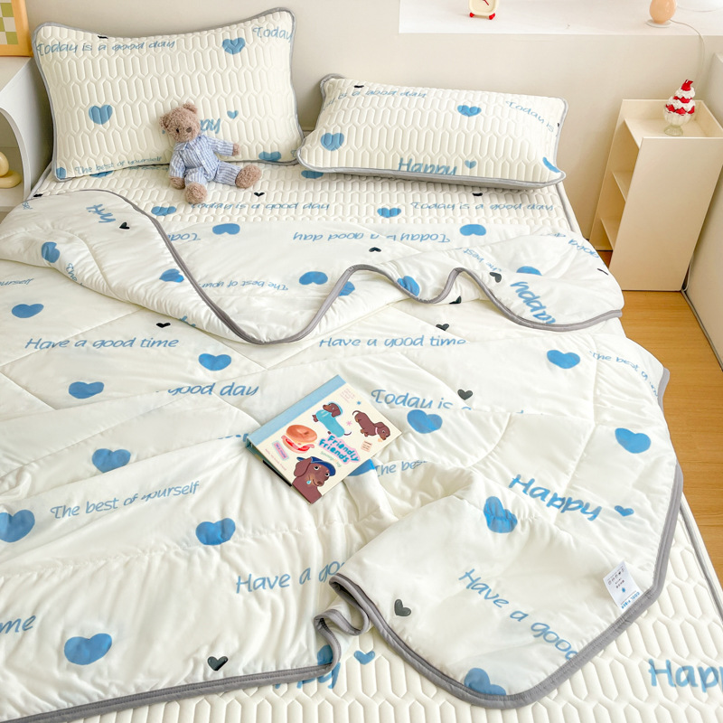 2025 nuevo juego de cuatro piezas de cama de seda de hielo de verano, juego de tres piezas de ropa de cama de cama de látex de verano