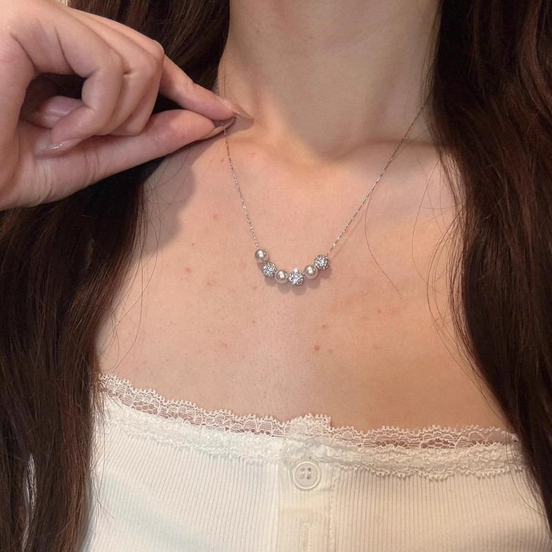 女性用レトロフレンチパールブレスレット、ファッショナブルな小さな香り、優しい気質、鎖骨チェーン、女性用ニッチライト高級ビーズブレスレット|undefined