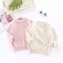 现货批发儿童羊绒衫秋冬季圆领套头女韩版纯色好羊绒毛衣针织童装
