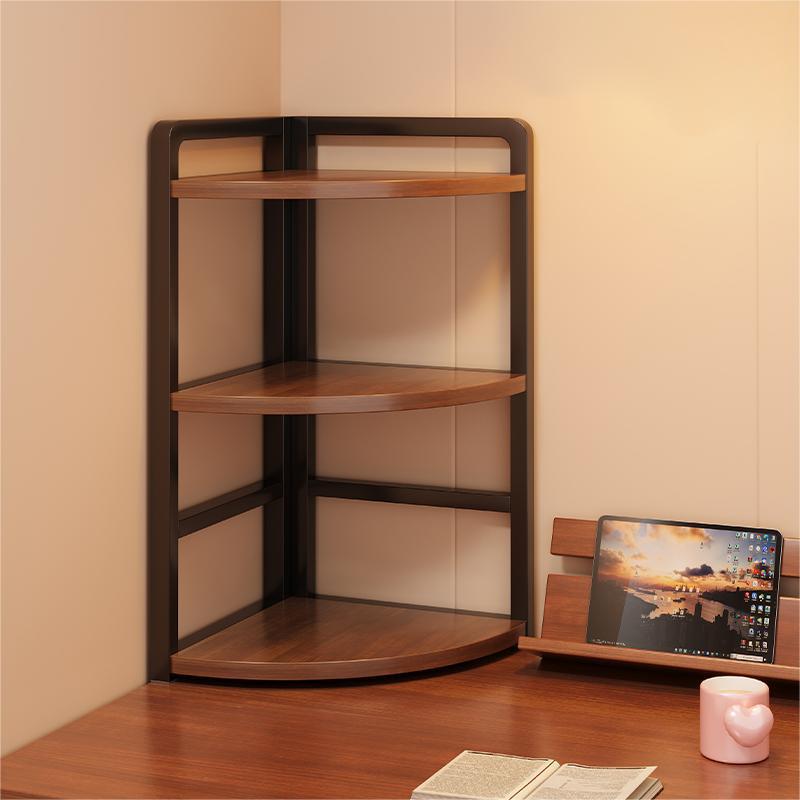 Estantería Estante de escritorio Estante de almacenamiento de esquina de escritorio de oficina Estante de almacenamiento de esquina de pared Triángulo en capas Estante de escritorio simple