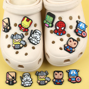 Marvel suit series hole shoes flower shoes buckle flexible glue Captain America Thor shoes accessories Iron Man Spider-Man