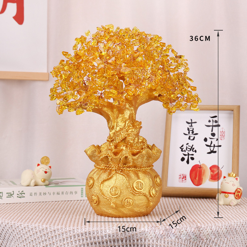 New Creative Citrine Fortune Tree Ornaments Fortune Tree Money Tree Home Decoration Furnishings Craft Gifts Wholesale
