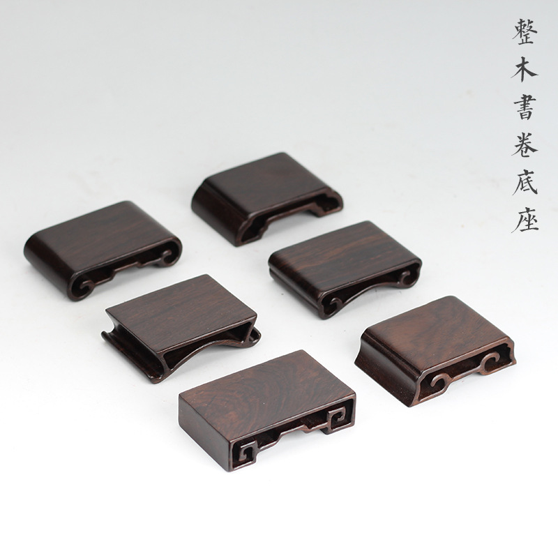 Mahogany Crafts Ornament Base Solid Wood Strange Stone Wooden Base Seal Jade Buddha Statue Wooden Holder Small Book Scroll