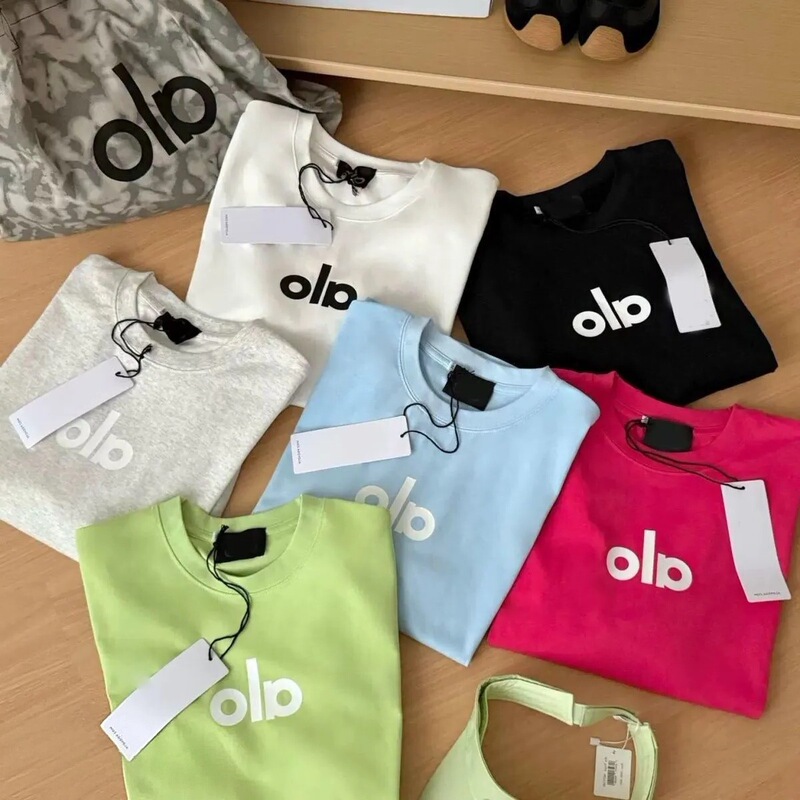 2026 New Spring Alo American-Style Cross-Border Trendy Brand Top Pure Cotton Short-Sleeve Women's Round-Neck T-Shirt with Letter Print 2026 New Spring Alo American-Style Cross-Border Trendy Brand Top Pure Cotton Short-Sleeve Women's Round-Neck T-Shirt with Letter Print