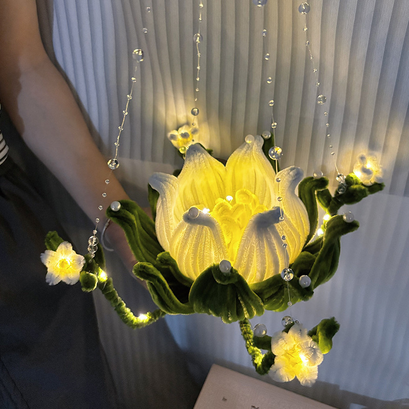 diy手工铃兰花材料包中式手提扭扭棒手工花灯送情侣闺蜜创意礼物|undefined
