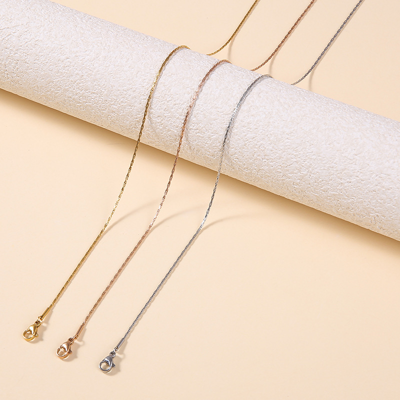 Cross-Border European and American Stainless Steel Necklace, Cross Hammer Round Hammer Square Chain, Titanium Steel Universal Chain, Fashionable Clavicle Chain, Non-Fading Cross-Border European and American Stainless Steel Necklace, Cross Hammer Round Hammer Square Chain, Titanium Steel Universal Chain, Fashionable Clavicle Chain, Non-Fading