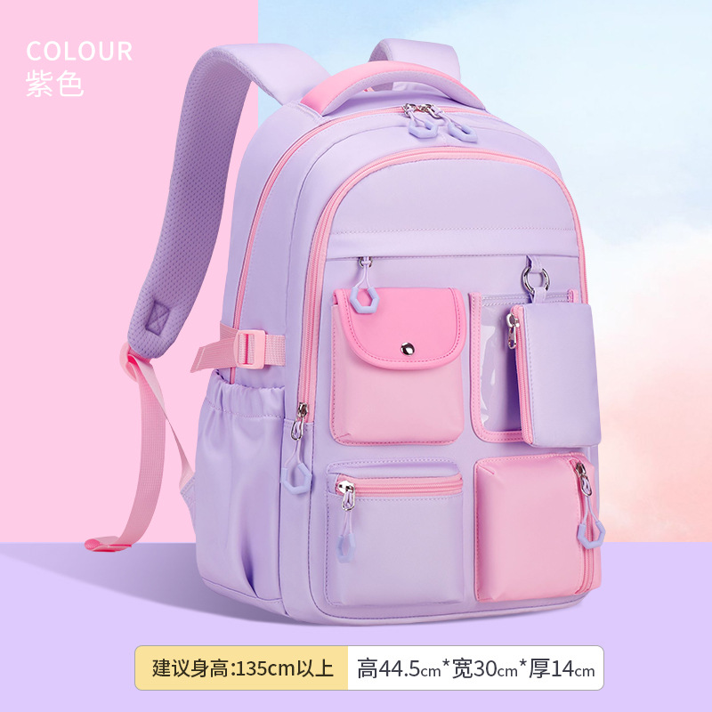 2025 nuevo color de caramelo de escuela primaria quinto grado a la escuela secundaria múltiple bolsillo ocio bolsas escolares de escuela secundaria ligeras de gran capacidad