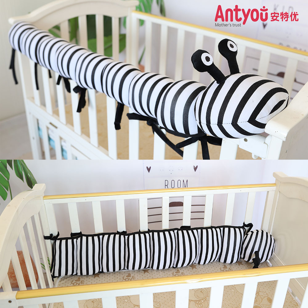 原创新款多用途纯棉毛毛虫床围 婴儿床防撞护栏包边条 毛绒玩具