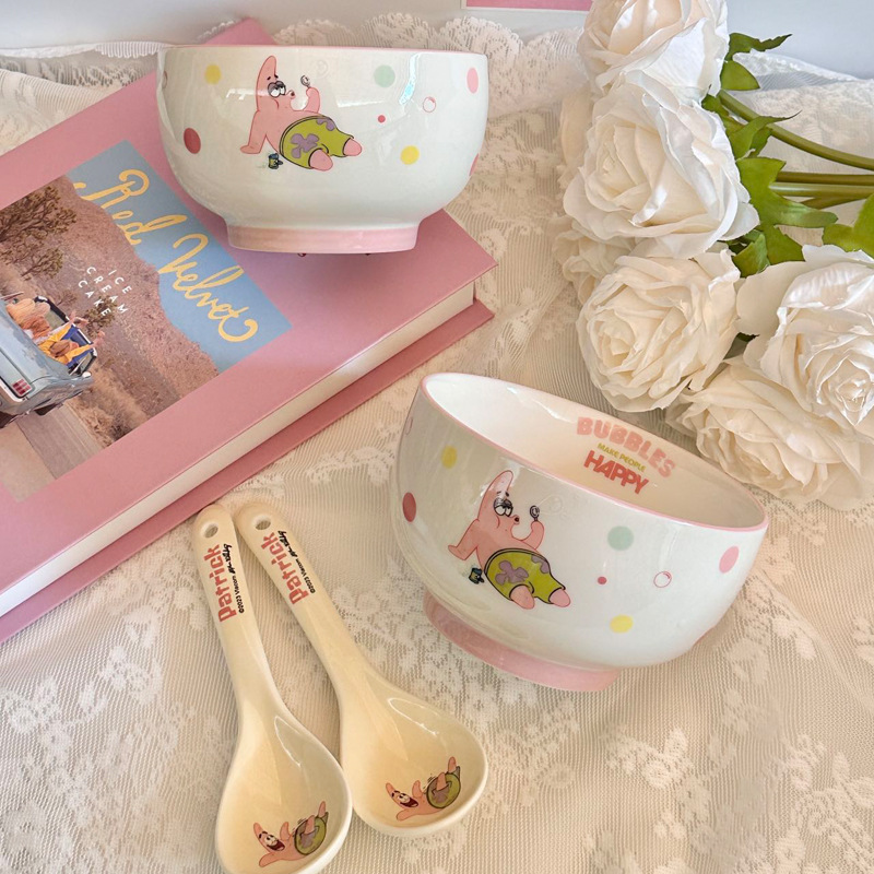 Cute Cartoon Paixing Children's Ceramic Rice Bowl Household Spongebob Rice Bowl Fruit Bowl One-person Tableware