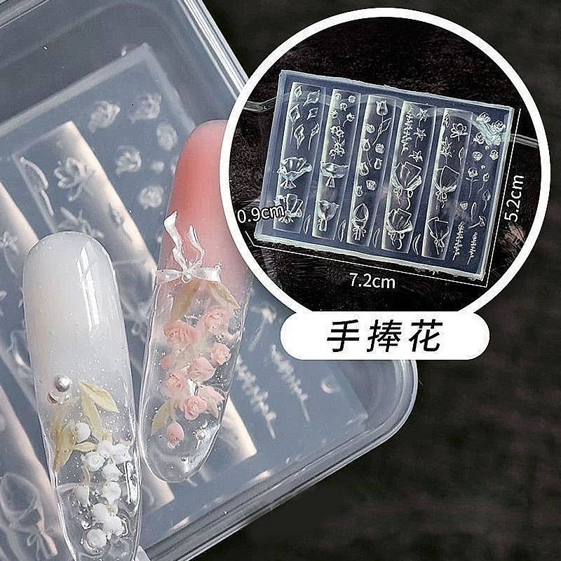 郁金香手捧花装饰美甲高透硅胶模具DIY滴胶雕花胶浮雕模平替款|undefined