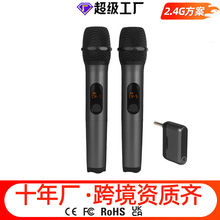 2.4G无线麦克风家用一拖二话筒演出会议声卡K歌动圈麦克风跨境