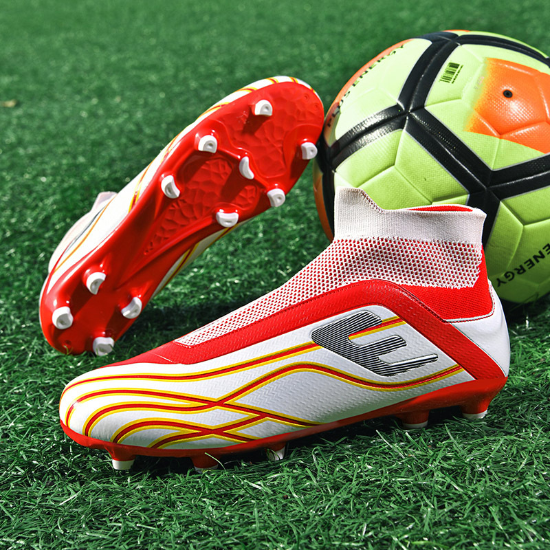 Fußballschuhe ohne Schnürsenkel und gratis Socken Trainingsschuhe für Jungen FG Ärmelstollen_voghion.com
