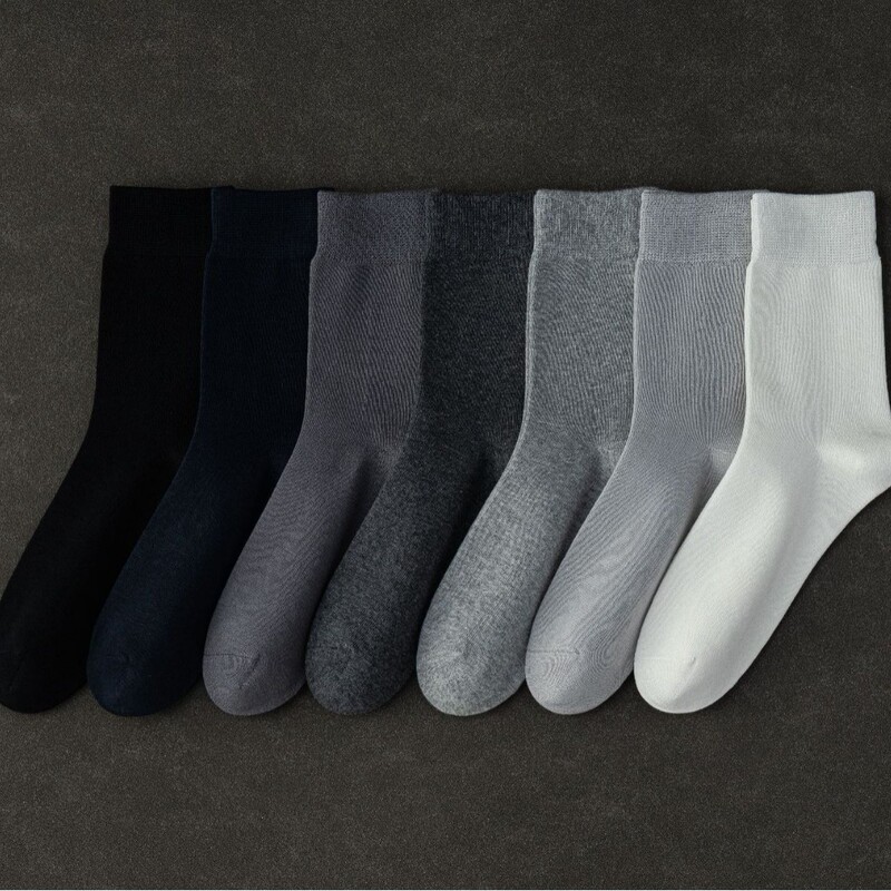 Classic Solid Color Men's Business Mid-Calf Socks, Multi-Color Versatile Textured Commuter Socks with Understated Details