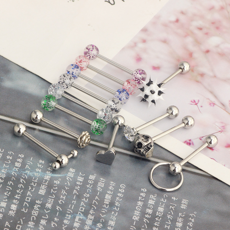 Stainless Steel Black Gold Tongue Ring Tongue Nail Body Piercing Jewelry Set Amazon AliExpress Hot Sale detail image 10