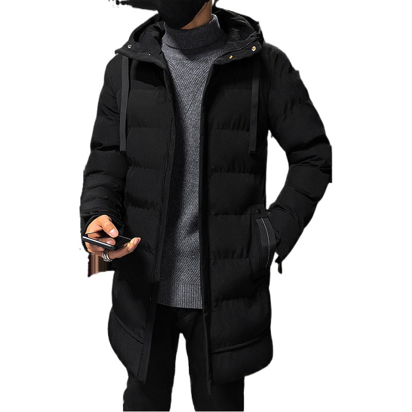 Invierno de media longitud engrosada con capucha a prueba de frío abrigo de algodón acolchado abrigo de los Hombres estilo coreano Chaqueta de algodón acolchado abajo abrigo de algodón acolchado ropa de invierno