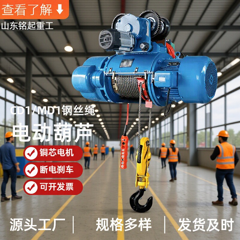 Electric Hoist 1 Ton 2 Tons 3 Tons Manufacturers Sell Various Models of Traveling Gantry Crane Cd1 Wire Rope Electric Hoist
