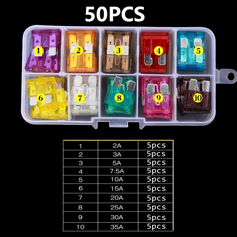 跨境专供100pcs/50pcs汽车中号插式保险片车用保险丝套装盒装ATC