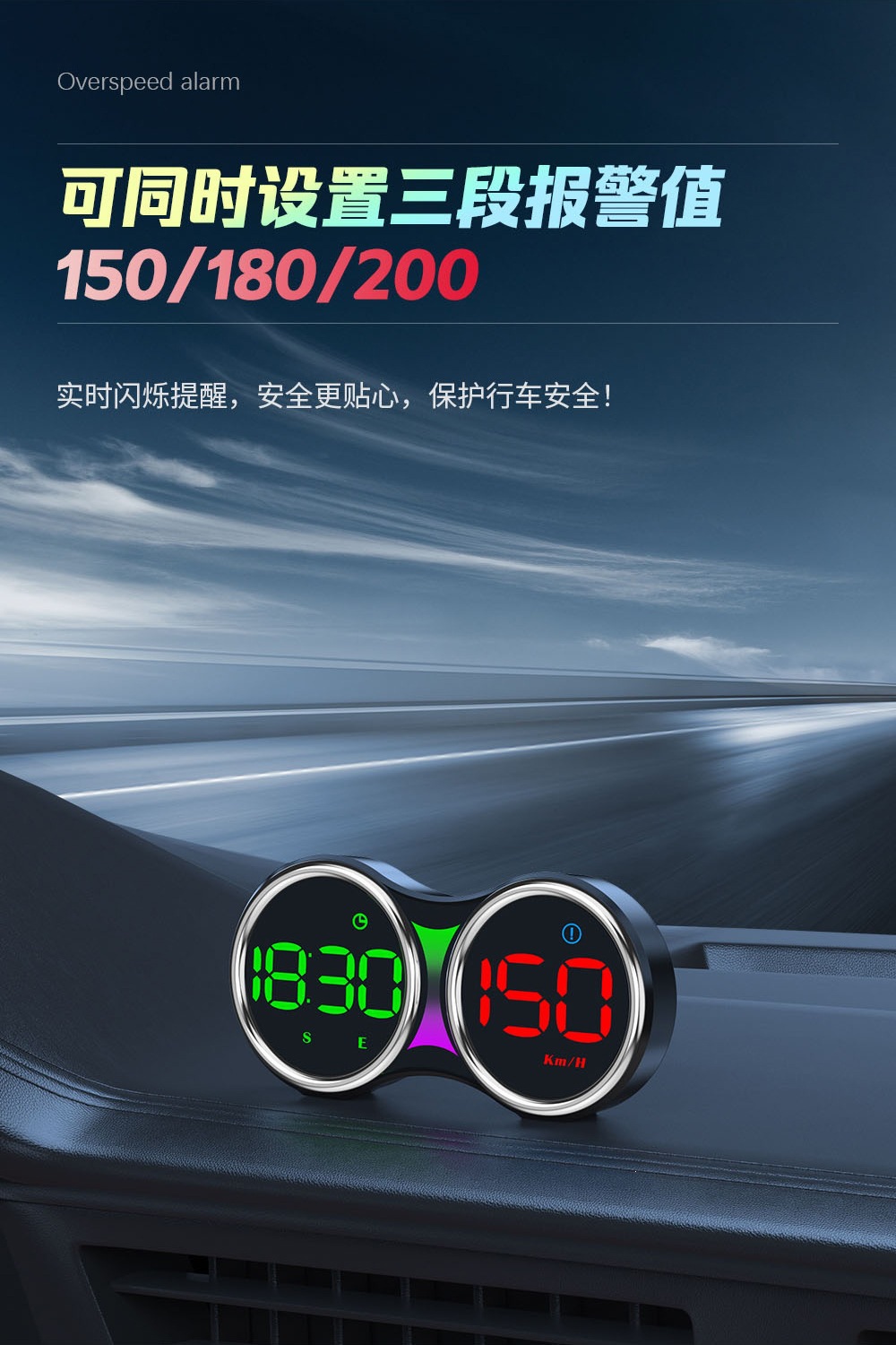 New dual-dial HUD head-up display speedometer with KM/MPH speed switch, direct from the manufacturer, G27