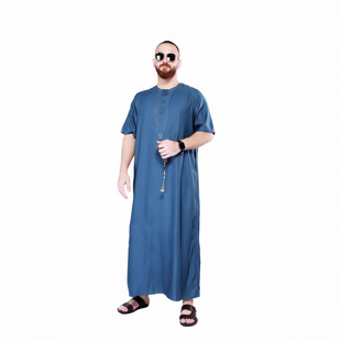 Cross-Border Amazon Arabian Men's Robes Wholesale European and American Muslim Embroidered Large Size Clothing Men's Robes