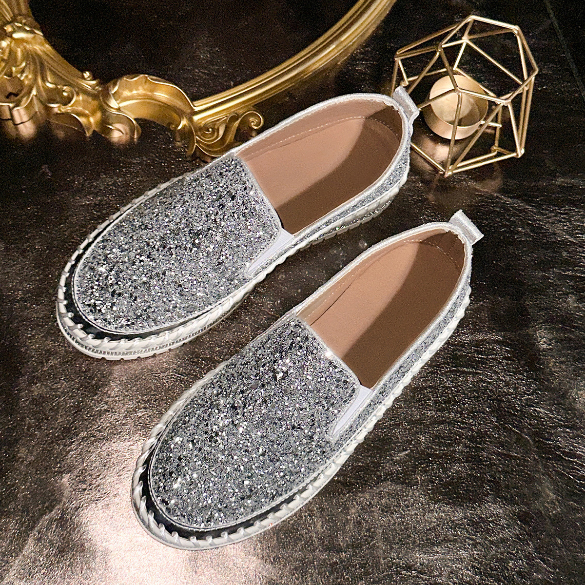 Women's plus Size Slip-On Loafers Flat Shoes Casual Spring Platform Flats_vogvips.com