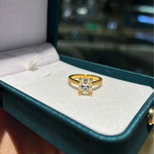 18K Gold Moissanite Pigeon Egg Ring Au750 Color Gold Fashion Simple Single Product Accessories Water Shell Gold Wholesale