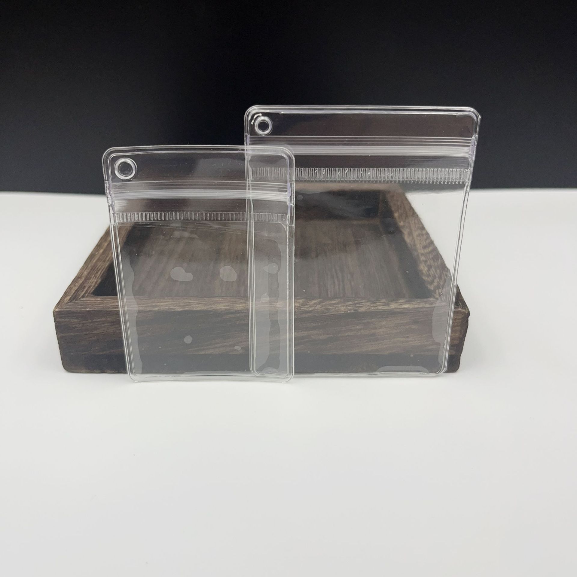 Bolsa de sello transparente de PVC agujero parcial engrosado llave colgante joyería bolsa de sellado de almacenamiento agujero colgante exhibición bolsa de sellado