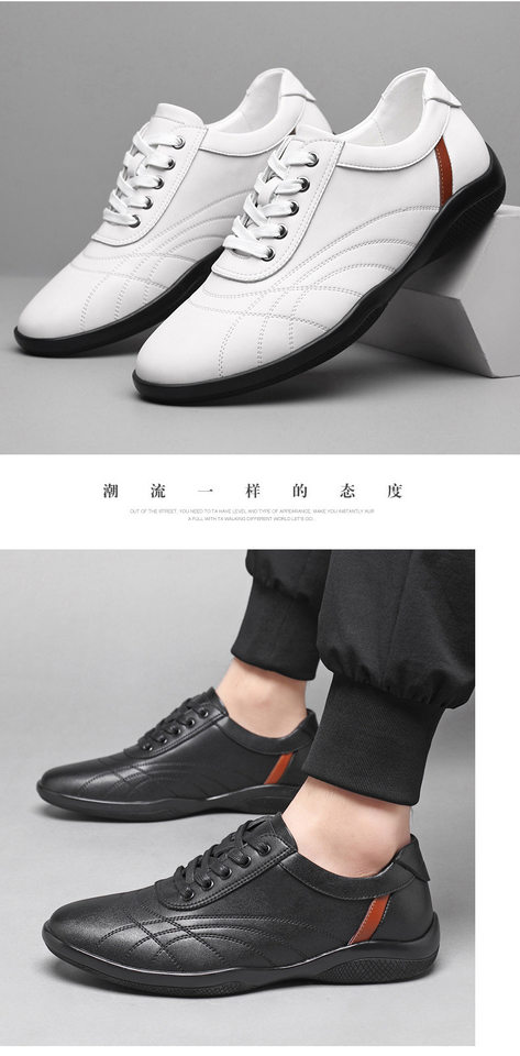 Giày thể thao nam da bò thoáng khí, giày lười đa năng phong cách casual, đế cao 2,5 cm — GX2385 màu trắng, GX2385 màu xám, GX2385 màu đen chi tiết 18