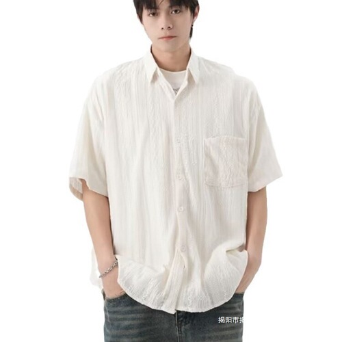 Popular retro shirt men's summer clothing, Hong Kong style loose casual and versatile interesting new men's tops outside wear