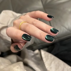 小紅書同款墨綠色貓眼短款穿戴甲高級顯白辣妹美甲貼片