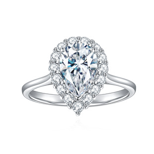 Cloud with jewelry cross-border tiktok live selling water drop pear-shaped 6*9mm moissanite silver plated 18K gold ring