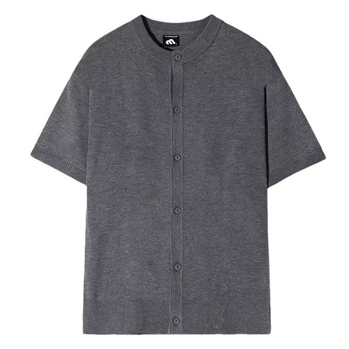 Summer thin T-shirt for men, short-sleeved, high-end, loose and lazy style, open knitted top, Hong Kong style, Insta casual T-shirt