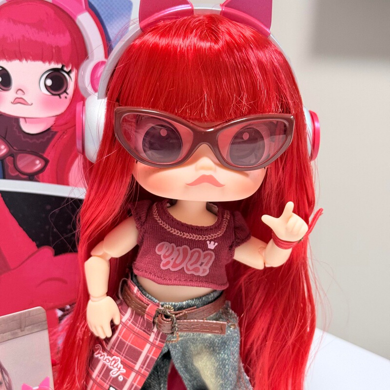 Pei Qin/1/8 Molly Movable Doll Wig Bjd Doll Clothes Jasmine Clothing Accessories Same Style as Yuqi Red Hair Pei Qin/1/8 Molly Movable Doll Wig Bjd Doll Clothes Jasmine Clothing Accessories Same Style as Yuqi Red Hair
