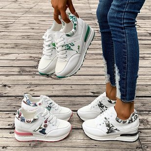 Cross-border foreign trade sports casual shoes trendy fashion thick-soled casual lace-up sports women's shoes plus size in stock