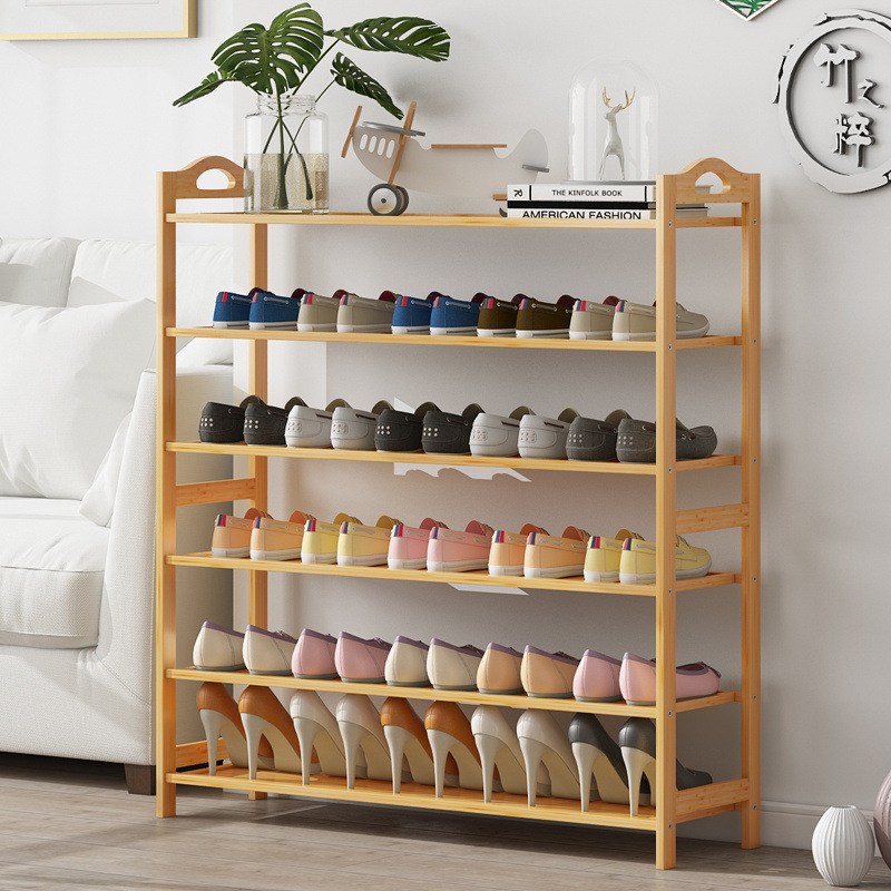 Two-layer Two-layer Cheap Log Outdoor Outside Home Door Simple Bamboo Shoe Rack Simple Shoes New Style