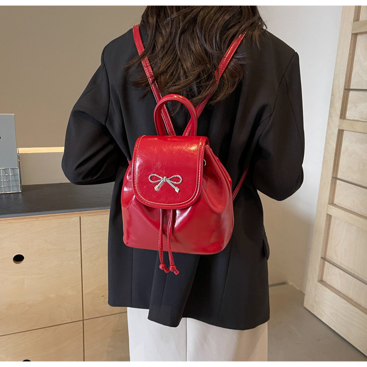 2024 New Fashionable Bucket Bow Korean Edition Casual Shoulder Small Women's Bag Handheld Personalized Backpack_voghion.com