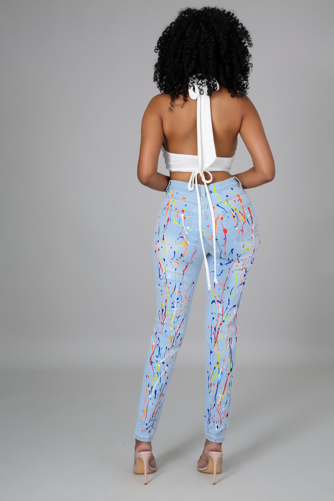 Fashion New Color Slinging Worn Ripped Jeans Skinny Pants in Jeans