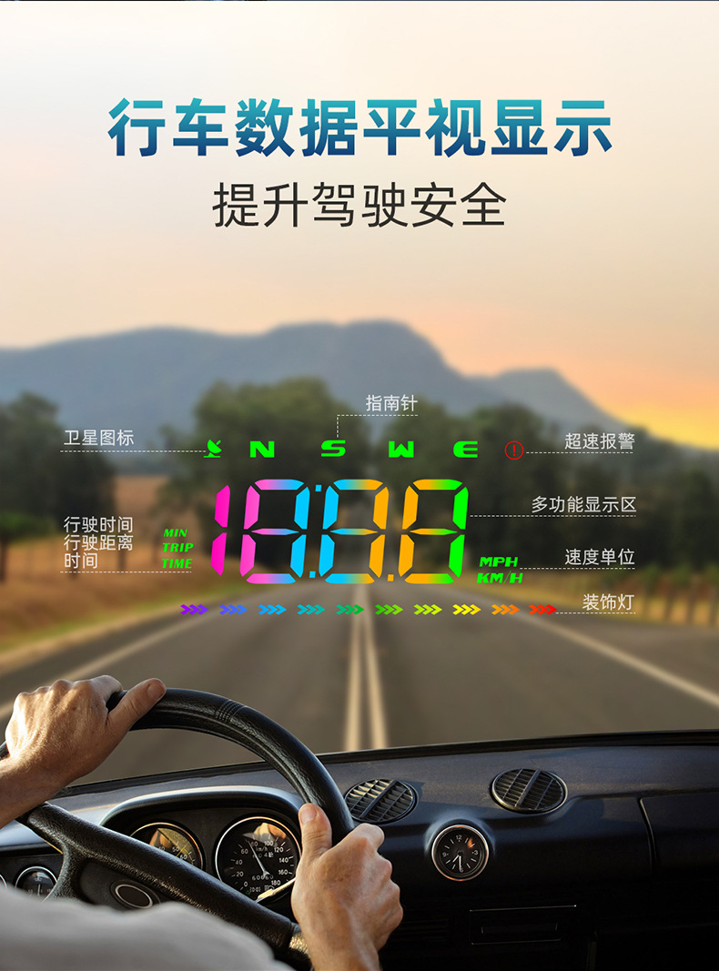 Luyang Intelligent Car Hud Head-Up Display Gps Universal Driving Computer Multi-Function Simple New Model M23 Color